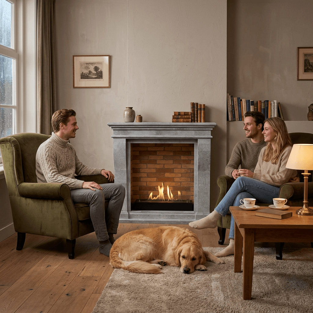 Kreta Mini bioethanol fireplace (Bioethanol stone decor, Greystone) (1)