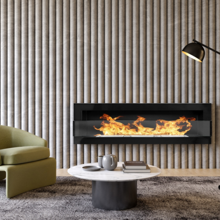 Biokominek 1200x400 Czarny połysk z szybą