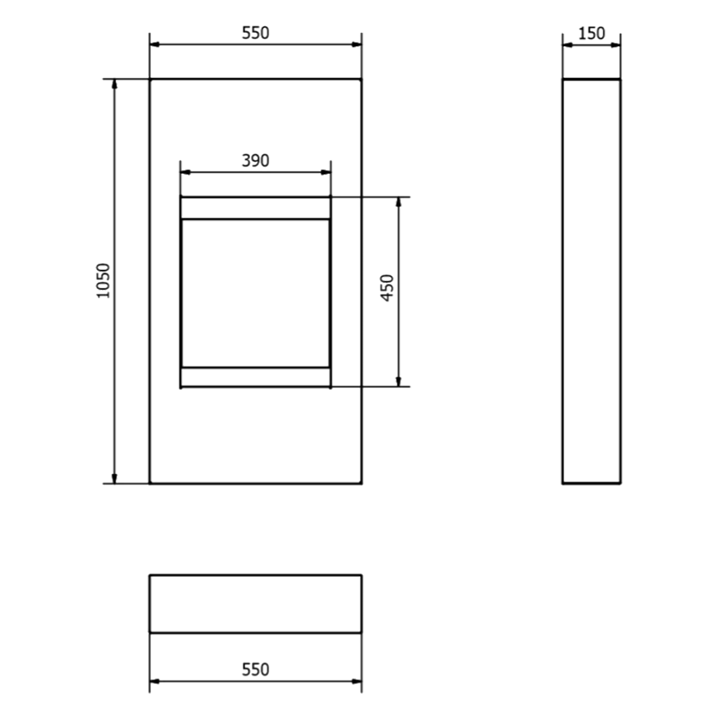 Biokominek Modern biały wymiary 05