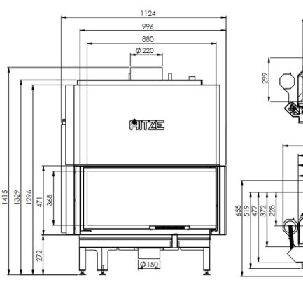 Wkład kominkowy ALAQS 90×41.RG-D - WYMIARY
