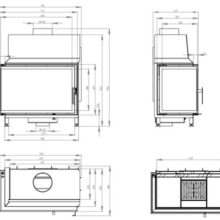 Wymiary wkładu kominkowego STMA 68×43.L