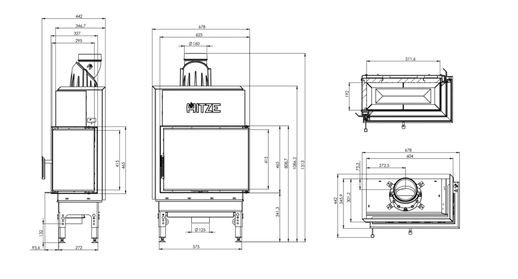 Wkład kominkowy HST 59x43.R - wymiary
