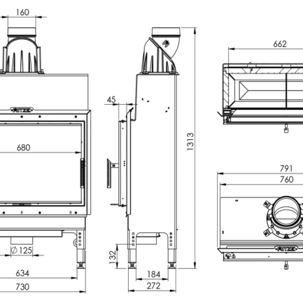 wkład kominkowy HST 68×43.S - wymiary