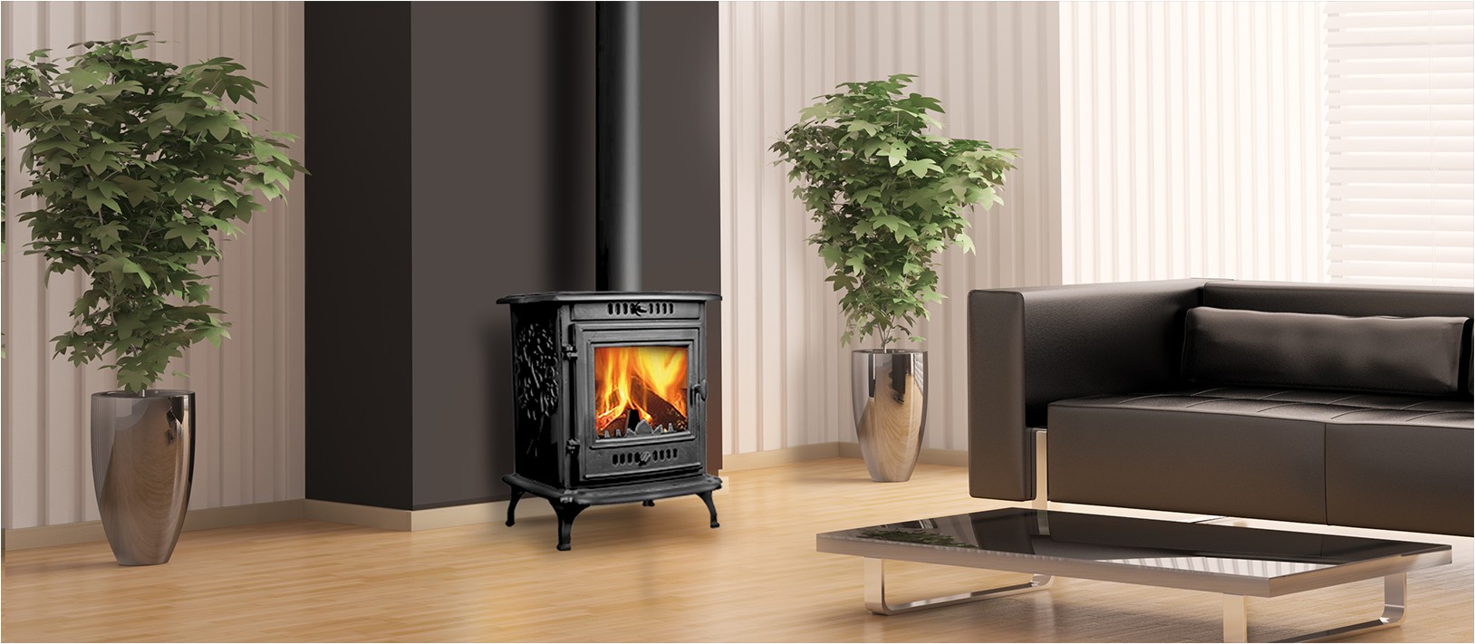 Living room with fireplace interior 3d