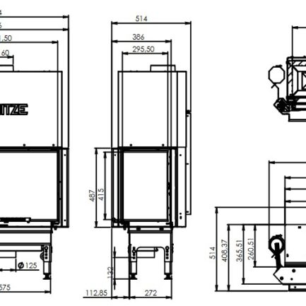 wkład kominkowy HST 59X43.RG - wymiary