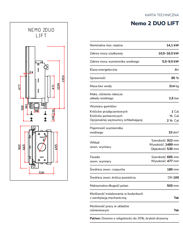 Karta techniczna nemo 2 duo lift